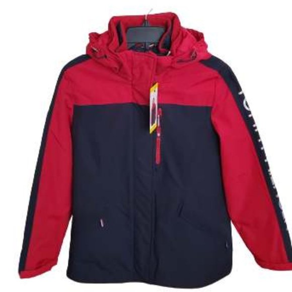 NEW Tommy Hilfiger 2 in 1 Jacket Women Size S Crimson/Navy - Picture 1 of 6